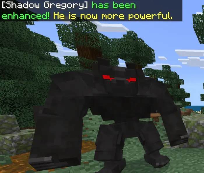 Large black companion with glowing red eyes