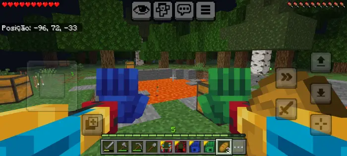 GrabPack hands facing a lava pit at night