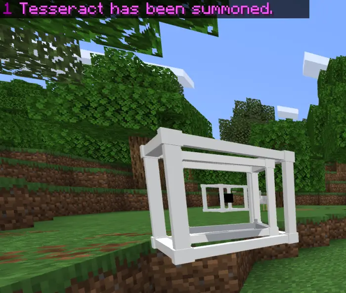 White tesseract companion summoned in forest