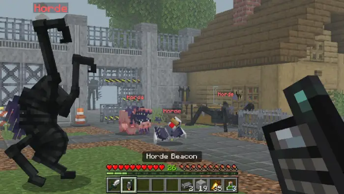 Monsters attacking near a fenced lab area