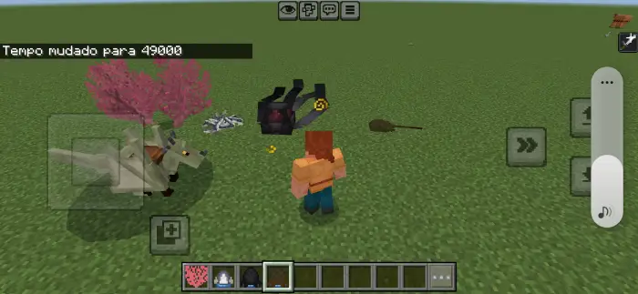 Player and new creatures on grassy terrain