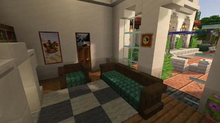 Cozy villa living room with outdoor view