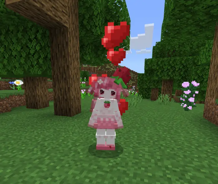 Cute companion character with floating hearts