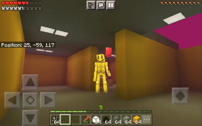 Yellow figure explores maze-like yellow halls