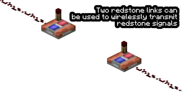 Two wireless redstone link blocks connected