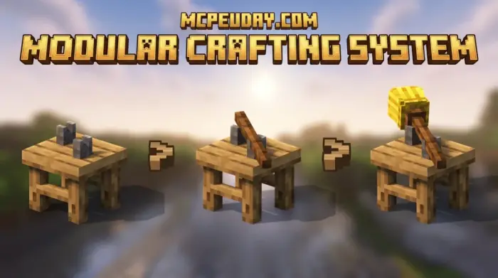 Three crafting tables upgrade in sequence