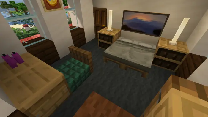 Furnished villa bedroom with modern decor