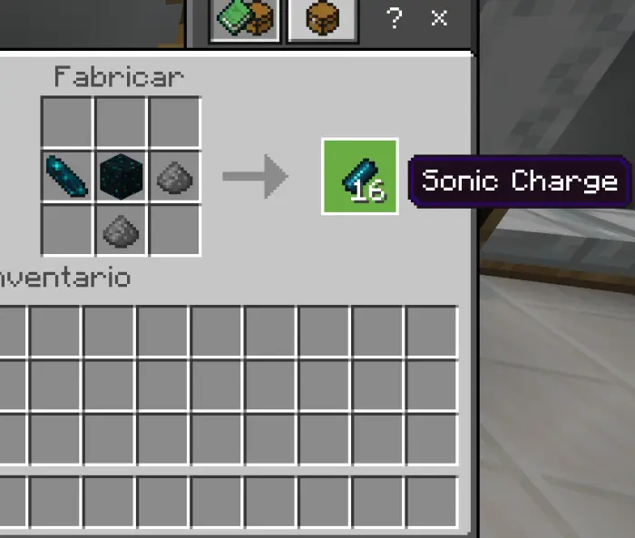 Crafting recipe for 16 Sonic Charges.