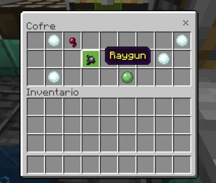 Chest inventory showing a raygun and items.
