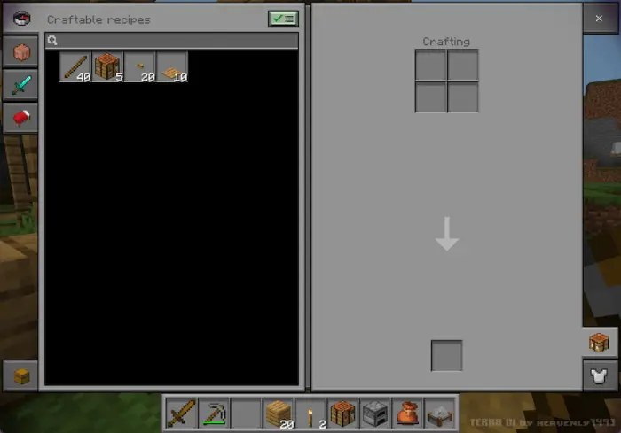 Modern brutalist crafting menu interface