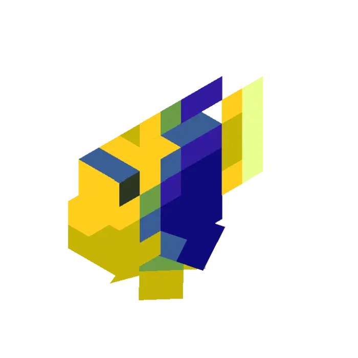 Blocky yellow and blue angelfish sprite