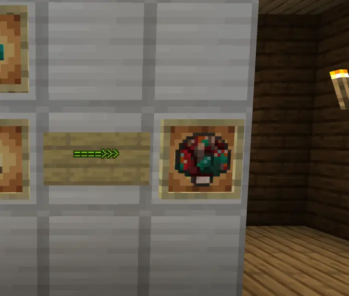 Recipe board showing companion item crafting