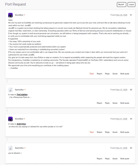 Forum discussion about a texture pack port