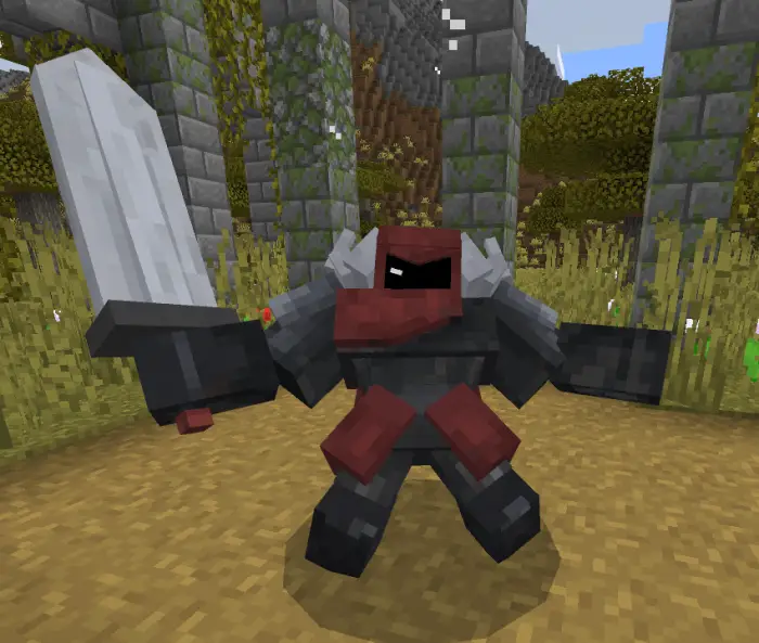Armored companion holding a large sword