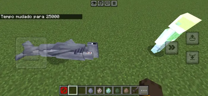 Shark and glowing mob on grass block