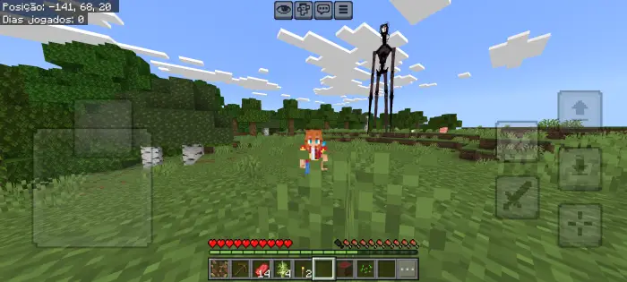 Player chased by tall hostile mob in forest