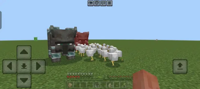 Chickens and armored beasts on grass field