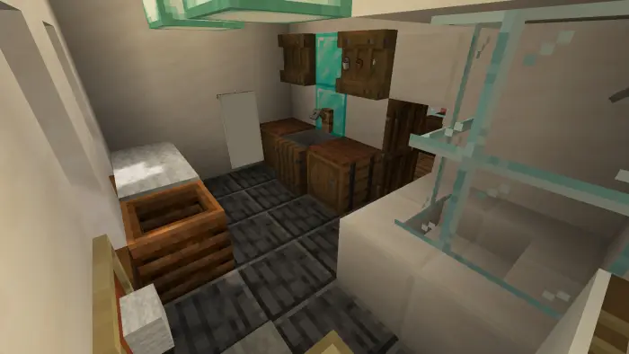 Compact villa kitchen with wood accents