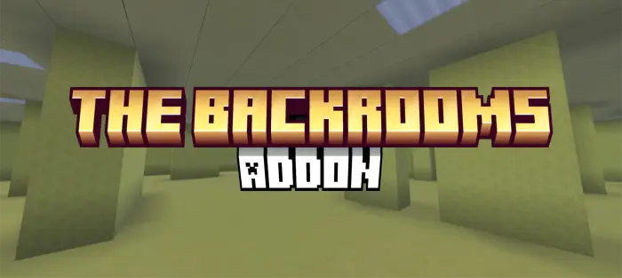 Blocky yellow Backrooms with addon text