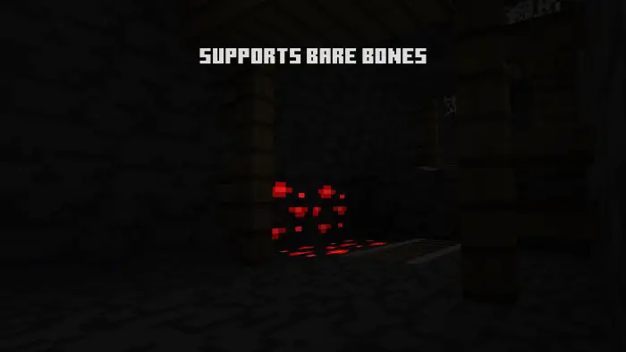 Glowing red ore blocks in a dark cave.