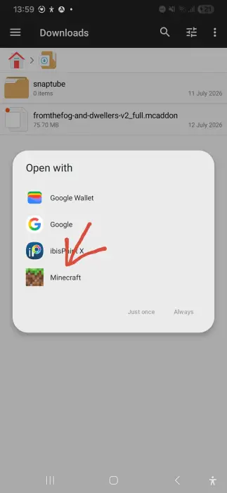 Open with menu shown for addon file