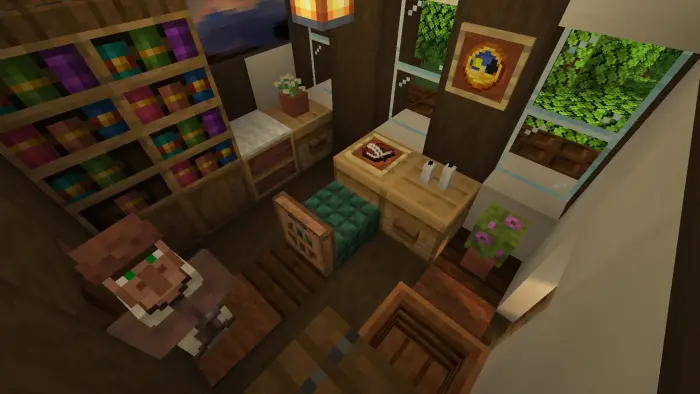 Cozy, rustic room with bookshelves and desk