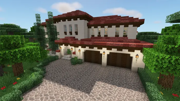 Spanish-style villa with red tiled roof