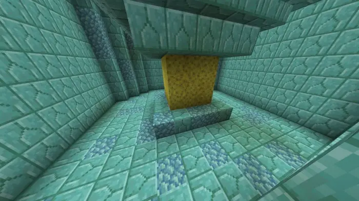 Underwater temple room with a sponge block