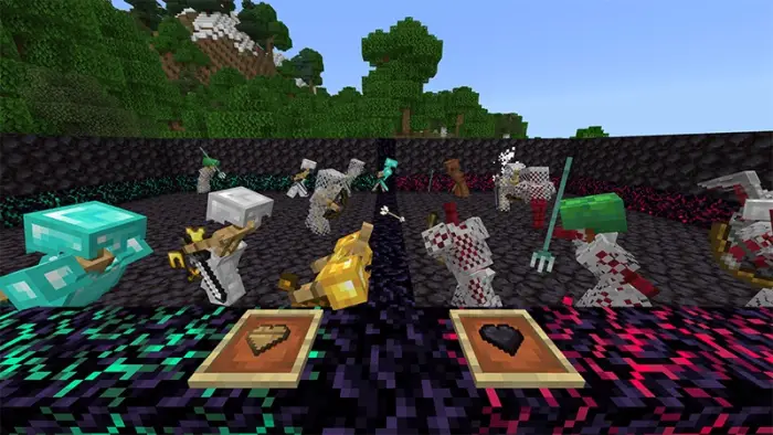 Armor stands in battle with custom gear