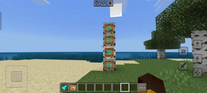Four diamond swords displayed on item frames