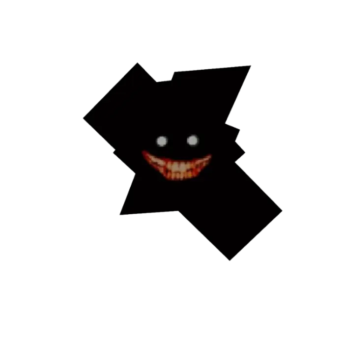 Creepy grinning shadowy creature face.