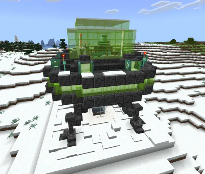 Futuristic companion structure in snowy biome