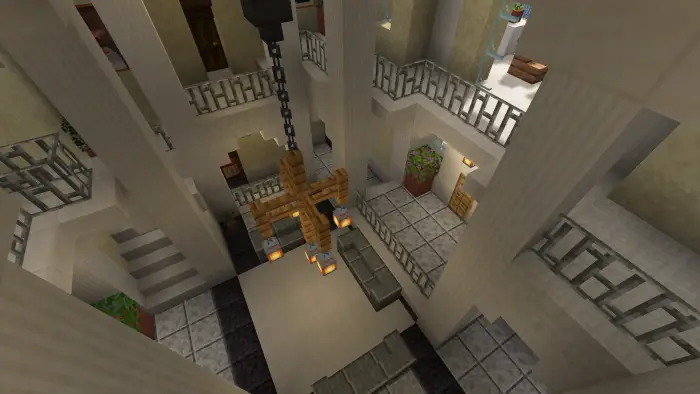 Elegant villa interior with grand chandelier