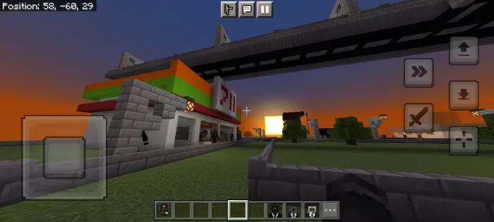 7-ELEVEN and highway at sunset in custom map