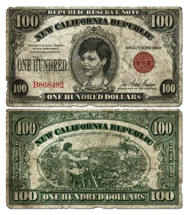 ALT text Old-style NCR 100 dollar banknote design