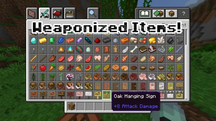 Inventory showing everyday items as weapons