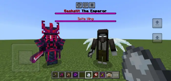 Two custom raid bosses standing on grass
