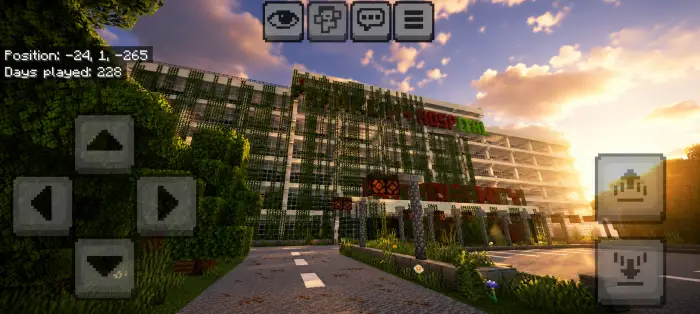 Abandoned hospital building at sunset