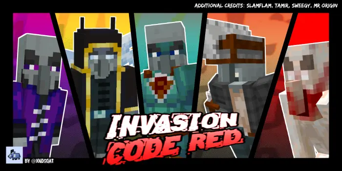 Five pixelated hostile mobs in a lineup