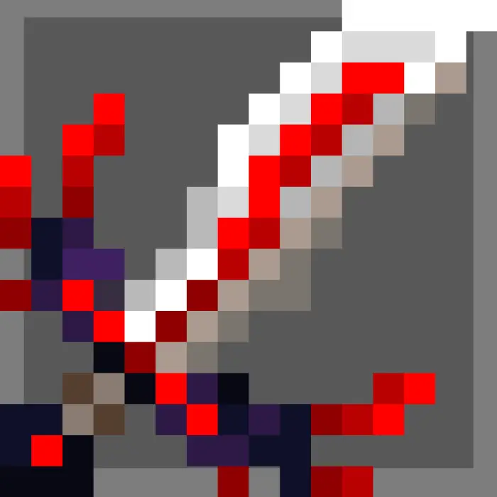 Pixelated sword with red and white blade