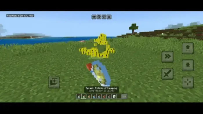 Highlighted potion effect particles on grass