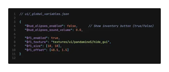 ALT JSON code for custom touch controls