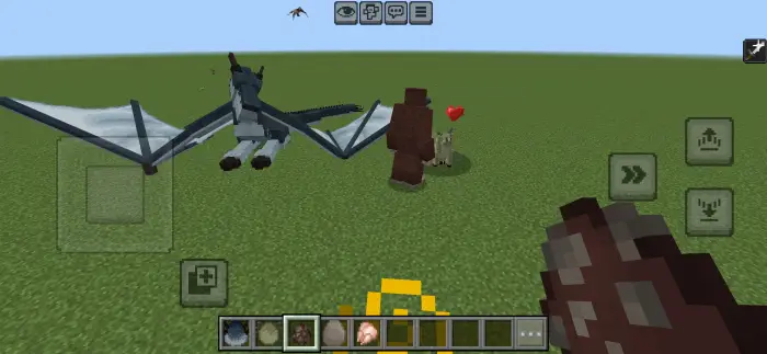 Dragon, gorilla, and animals on grassy field