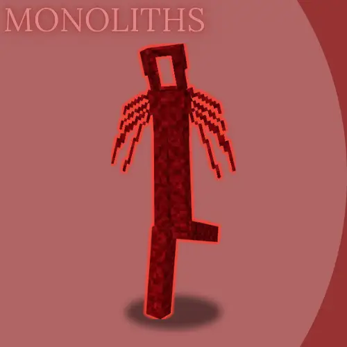 Red monolithic creature with wing-like limbs