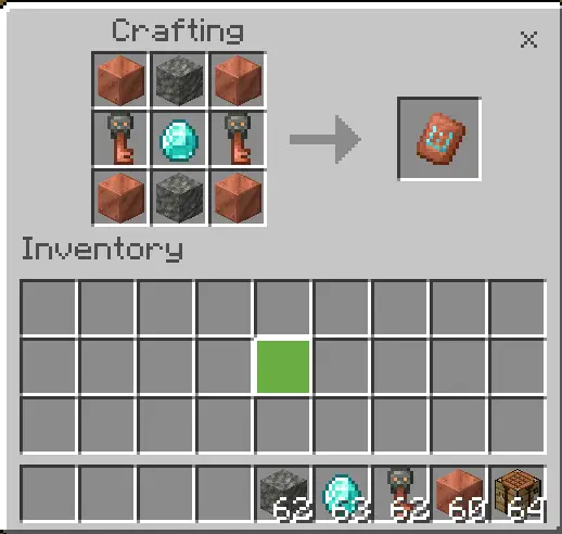 Copper horse armor crafting recipe shown