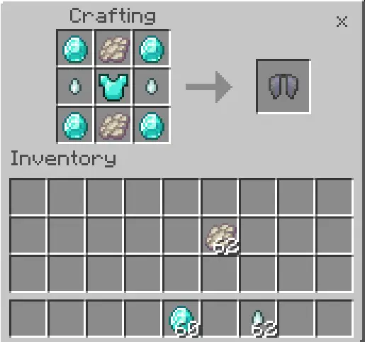 Elytra crafting recipe with diamonds shown
