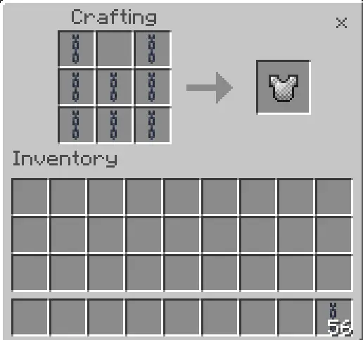 Chain chestplate crafting recipe shown