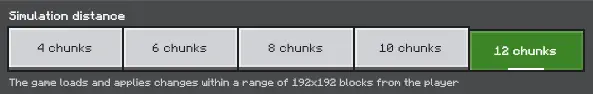 Simulation distance set to 12 chunks