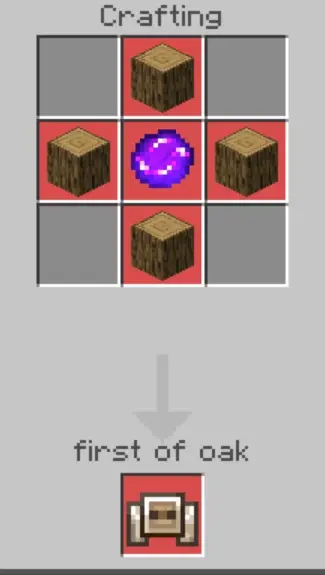 Crafting recipe for first of oak item