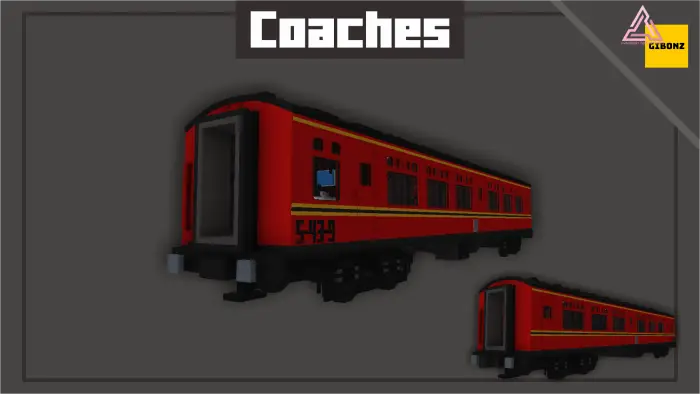 Blocky red Hogwarts Express train coaches